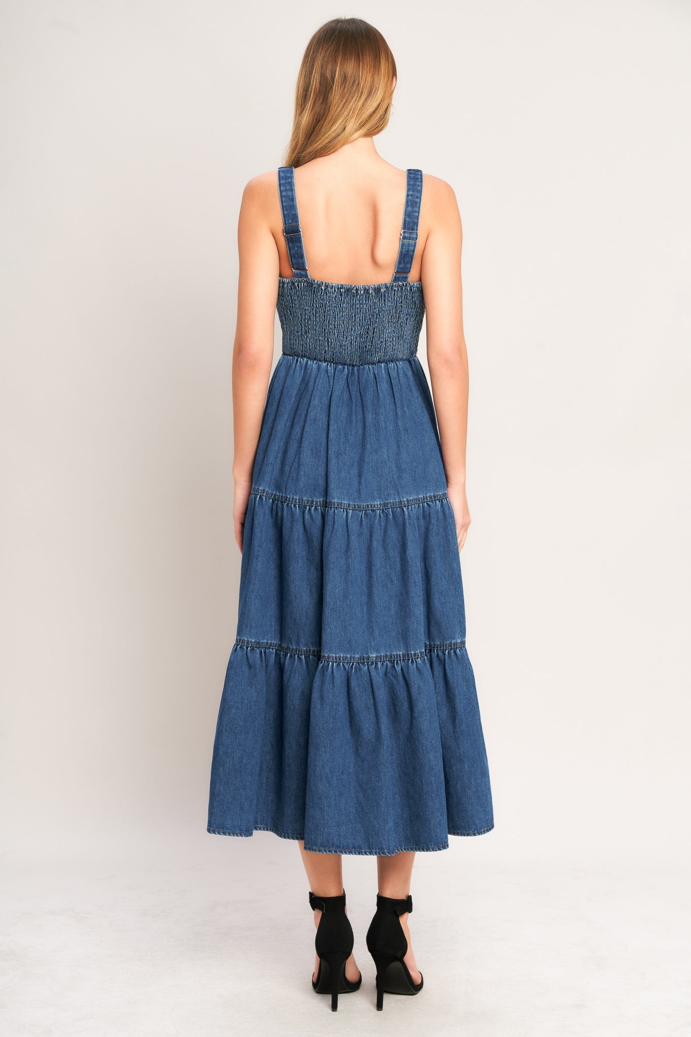 EVERYDAY ROMANCE DENIM MIDI DRESS