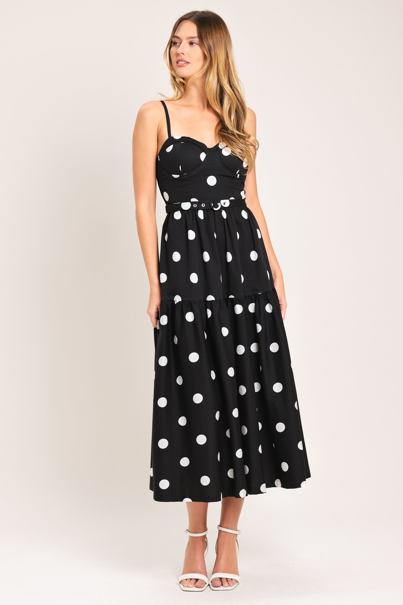 MONROE DOT WOVEN MIDI DRESS