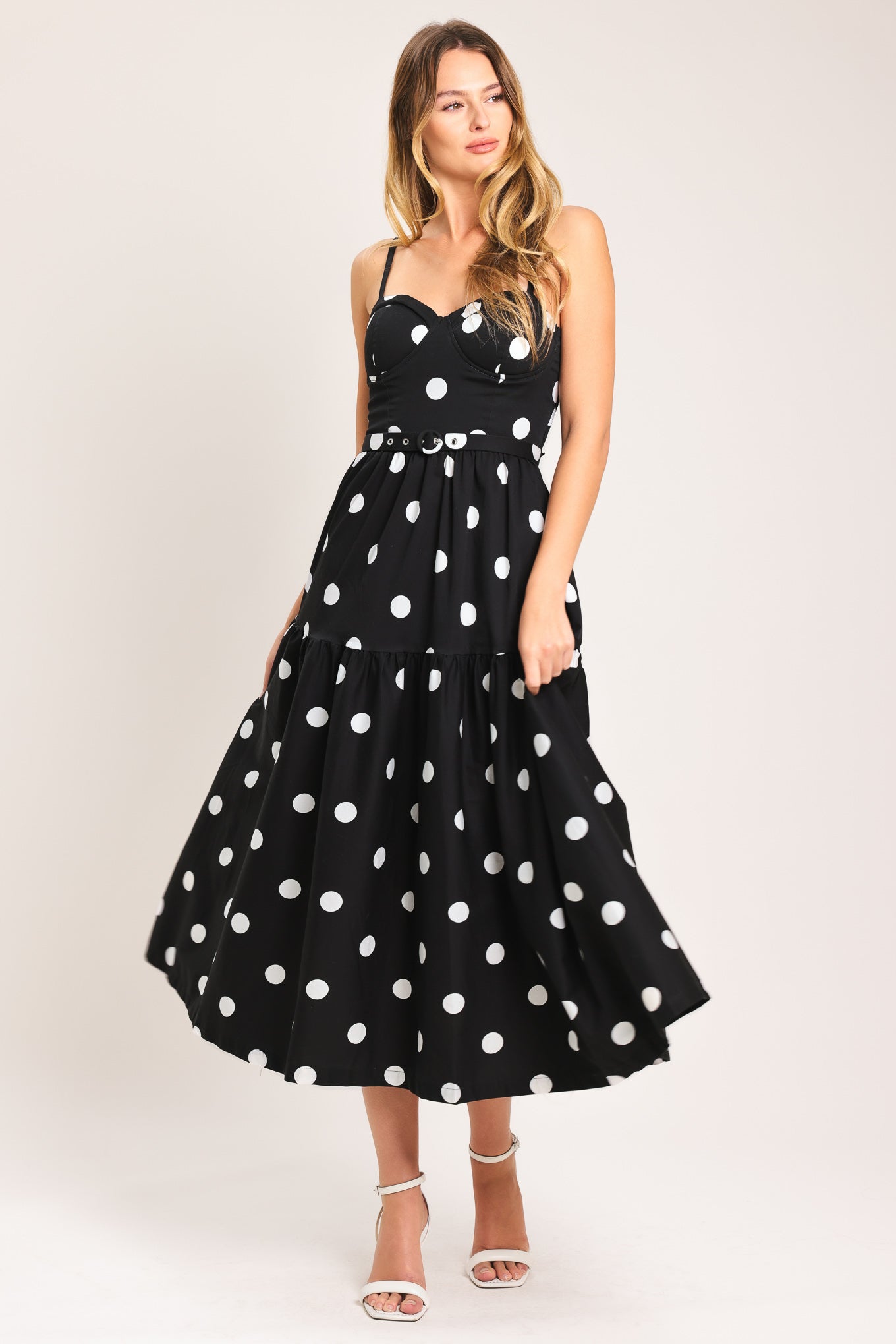 MONROE DOT WOVEN MIDI DRESS