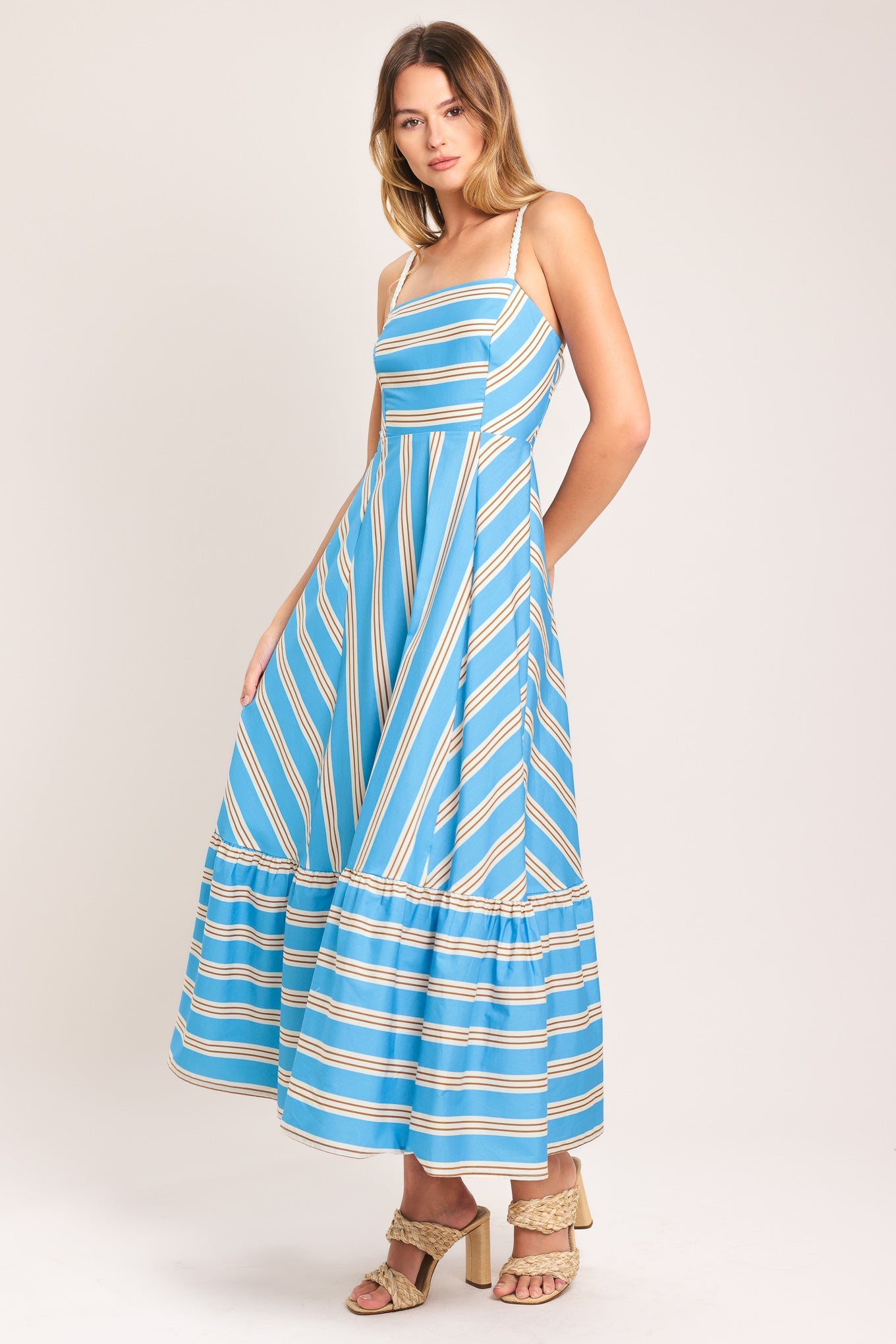 BREEZE STRIPE WOVEN MIDI DRESS