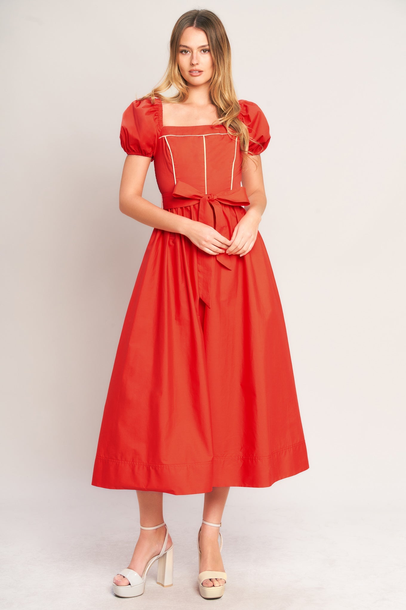 SUNSET ROMANCE WOVEN MIDI DRESS