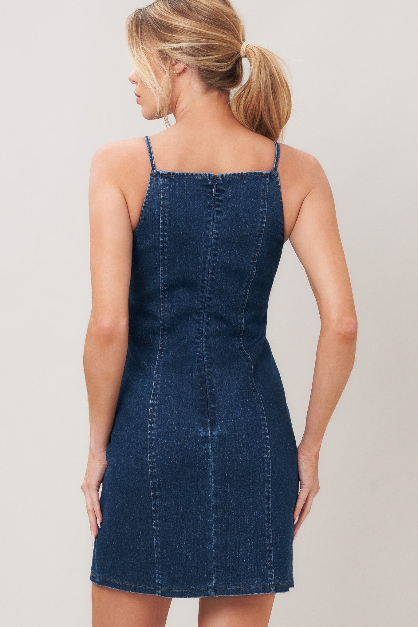 SECOND SKIN DENIM MINI DRESS