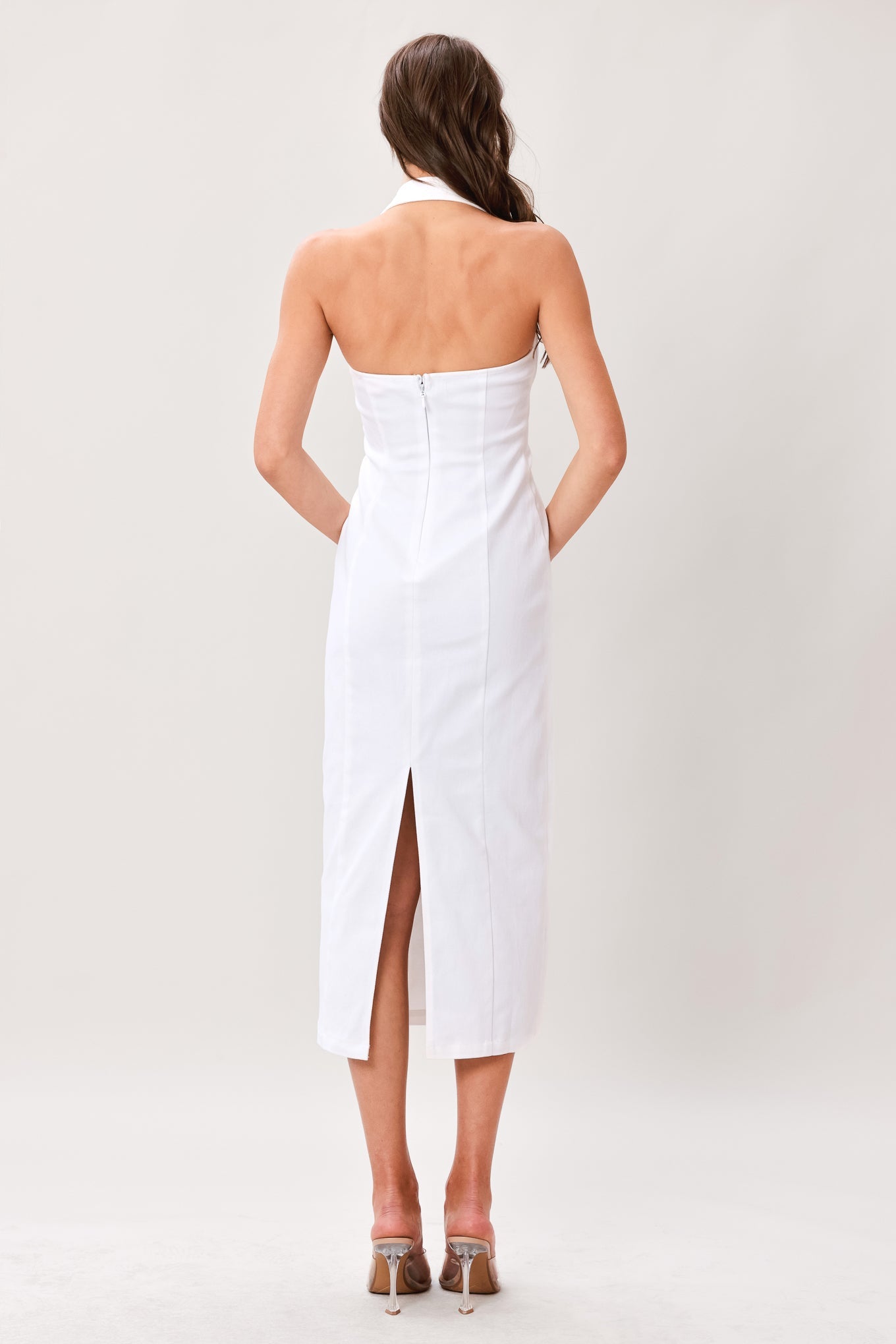 LUXE ESSENCE WOVEN MIDI DRESS