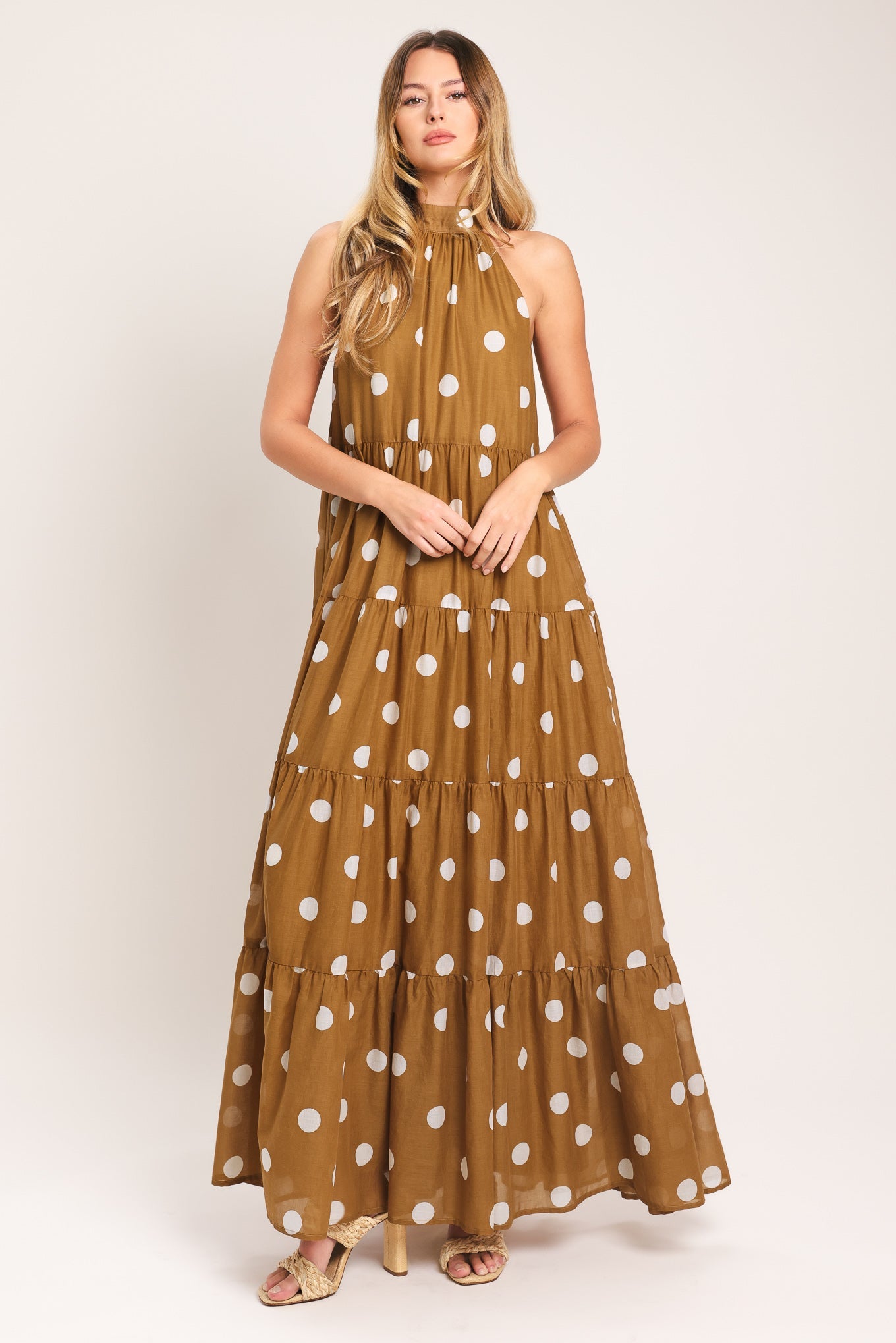 HONEY POLKA WOVEN MAXI DRESS