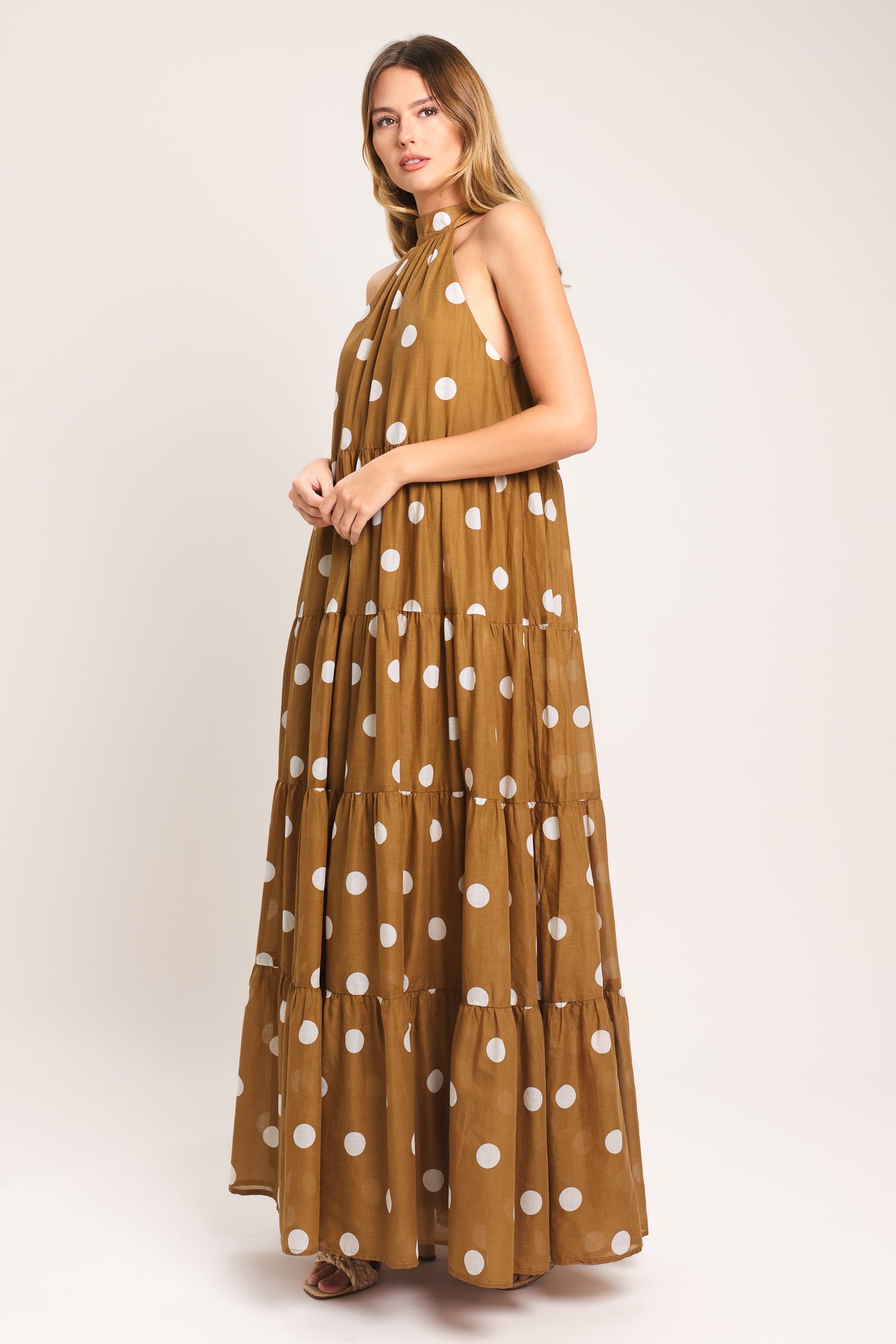 HONEY POLKA WOVEN MAXI DRESS
