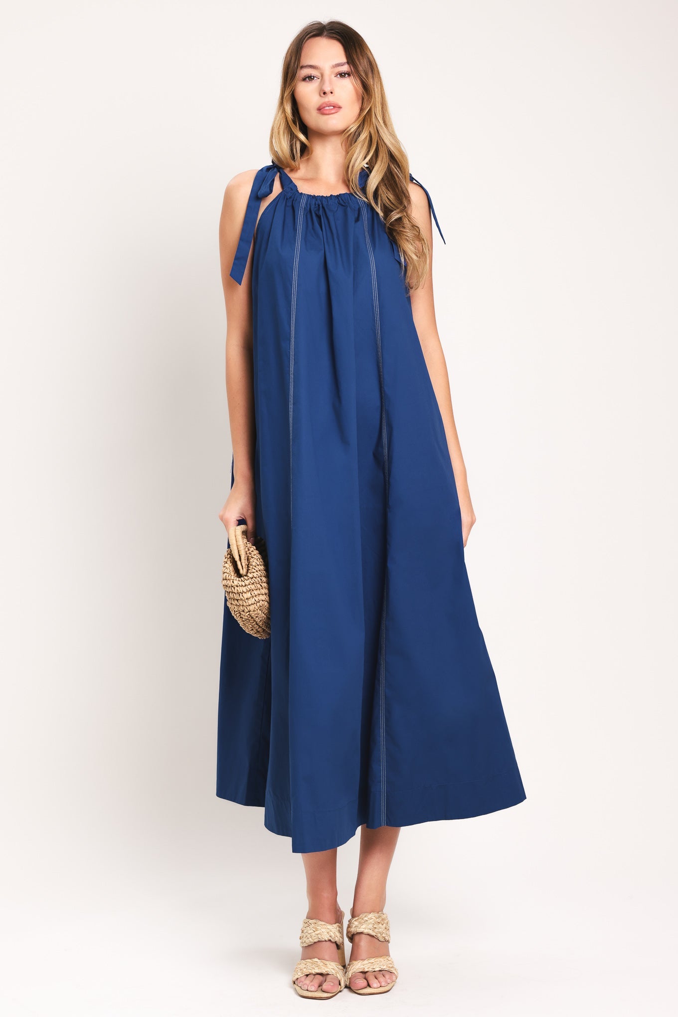 COASTAL EASE WOVEN MIDI DRESS