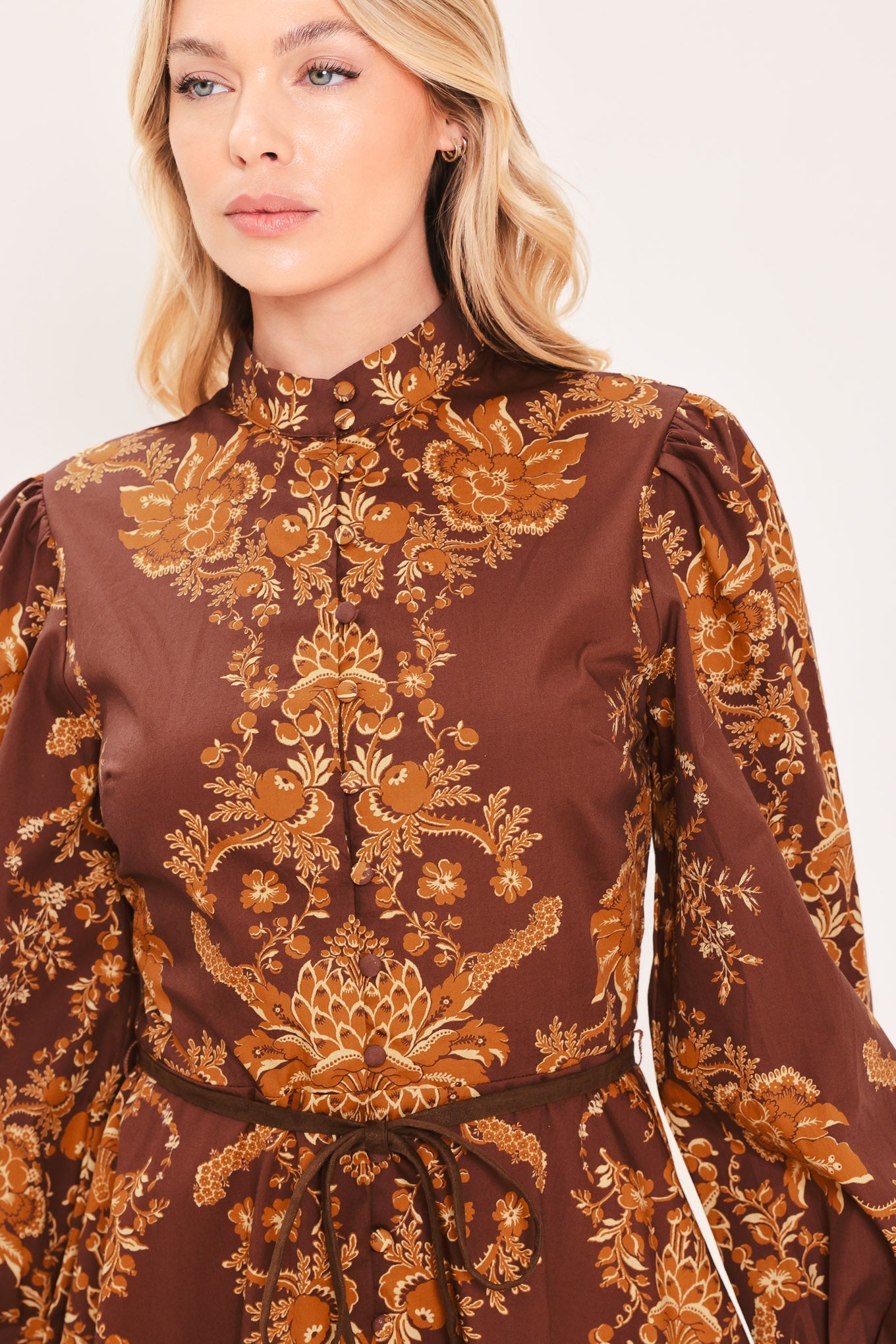 AUTUMN DAMASK SWAY WOVEN MINI DRESS