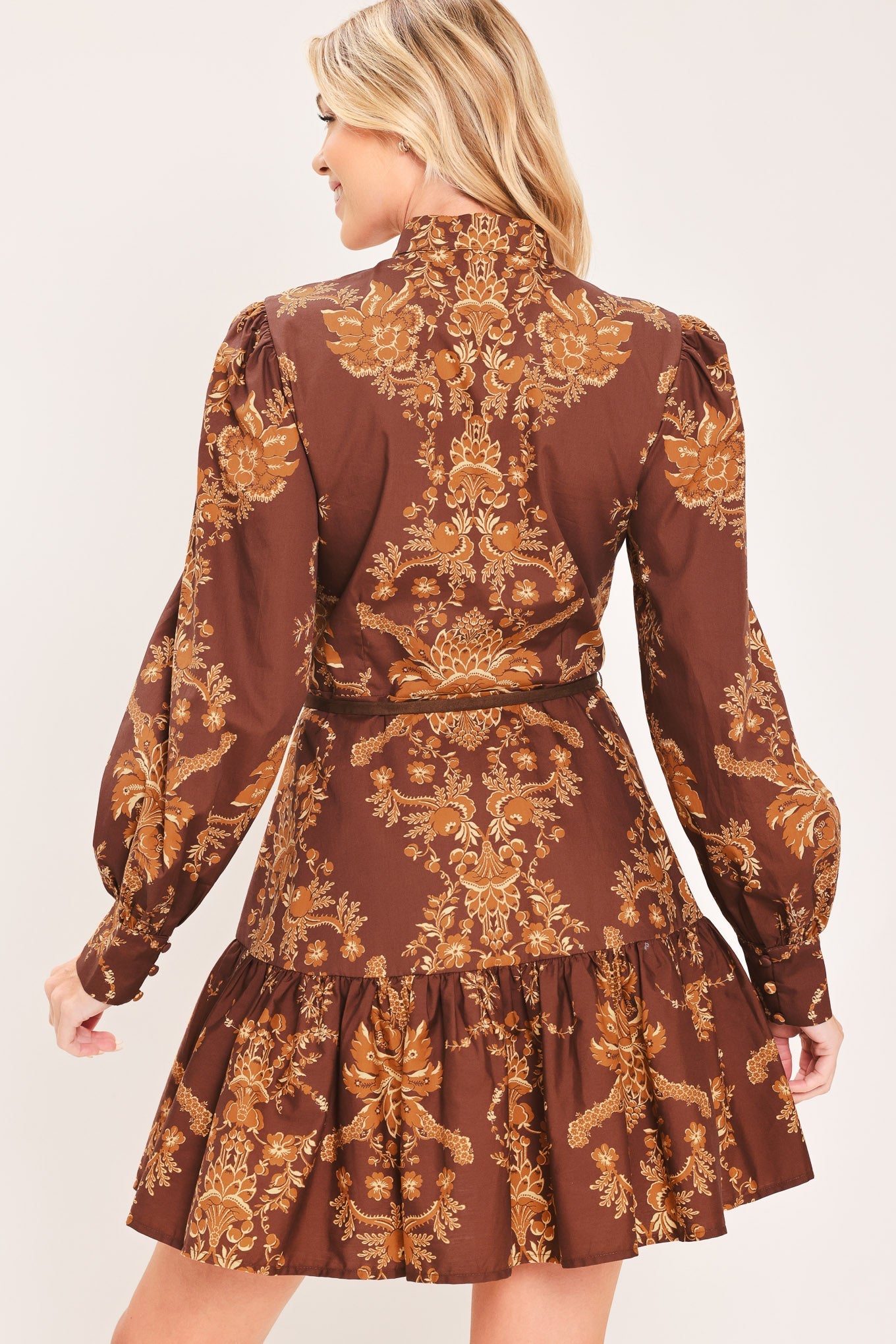 AUTUMN DAMASK SWAY WOVEN MINI DRESS