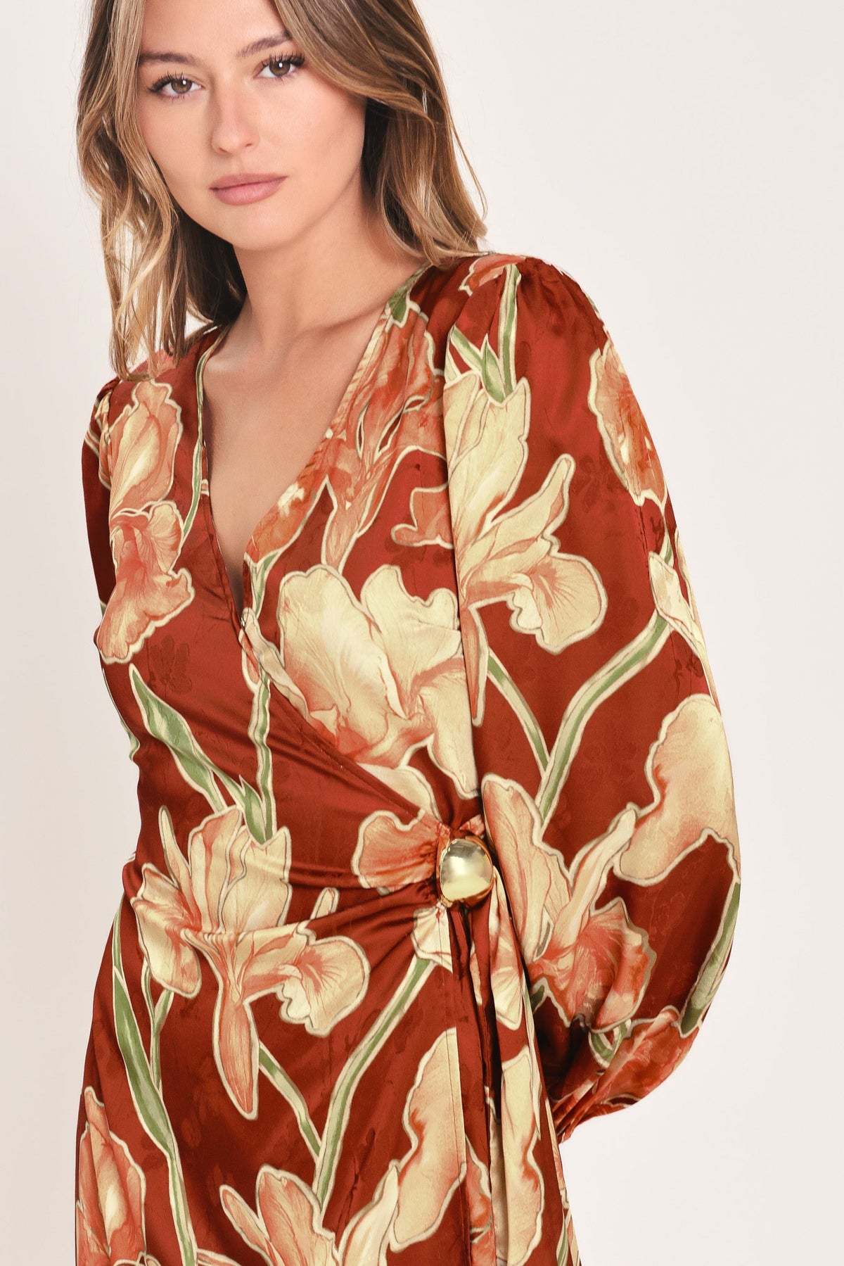 FALLING FOR YOU FAUX WRAP MIDI DRESS