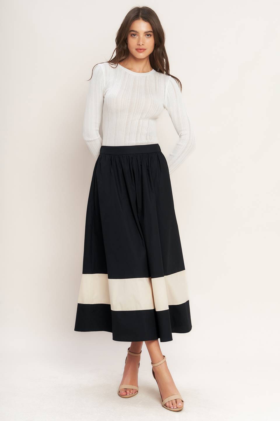 GALLERY CONTRAST FULL MIDI SKIRT