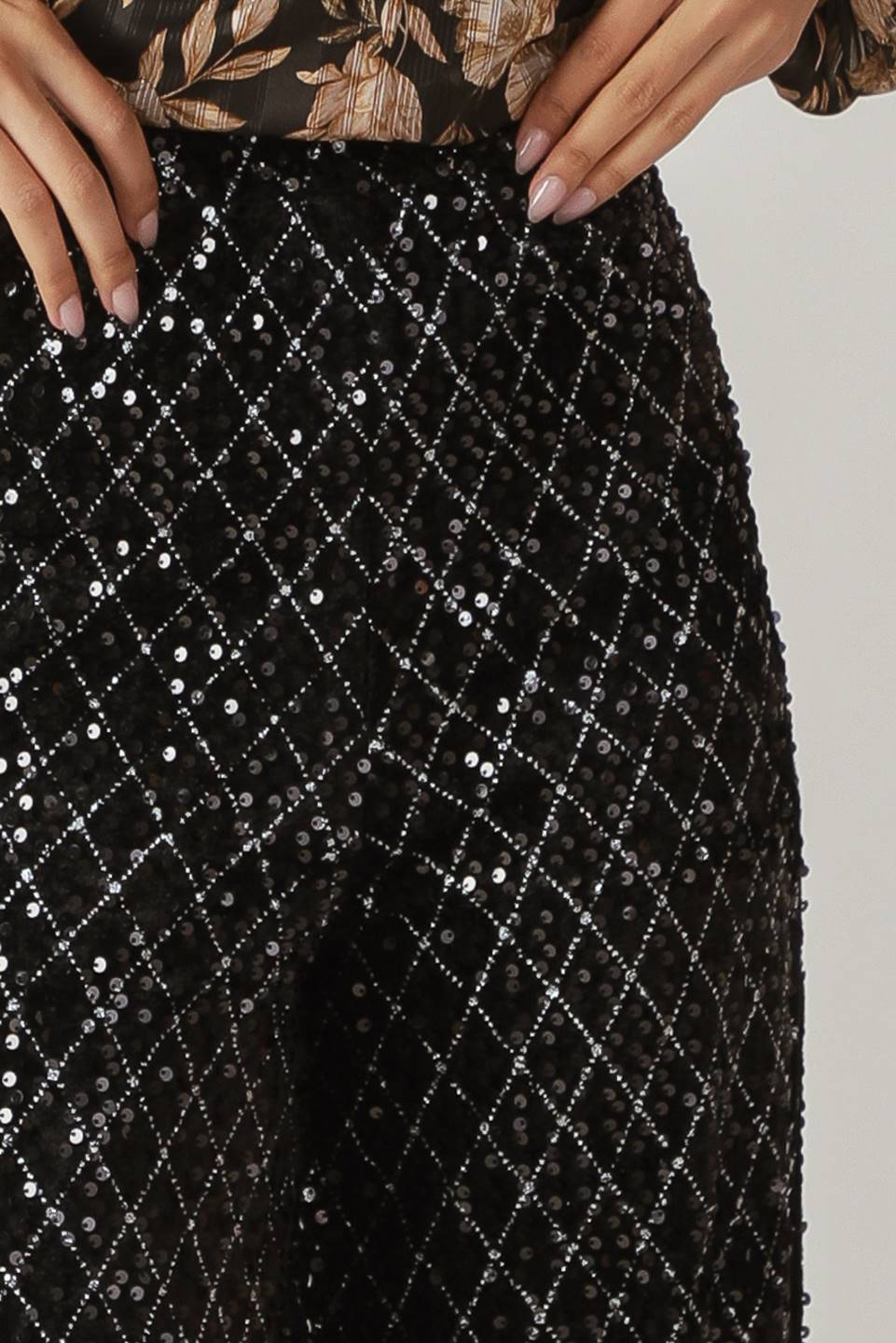MIDNIGHT DISCO BLACK SEQUIN WIDE-LEG PANTS