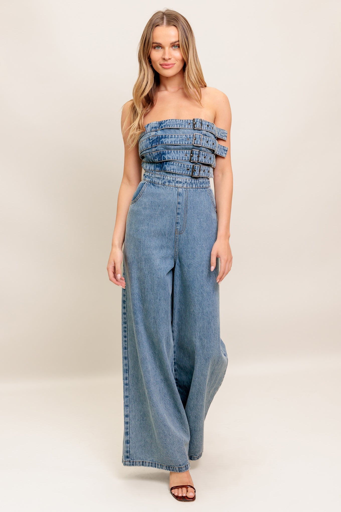 URBAN HARNESS DENIM JUMPSUIT