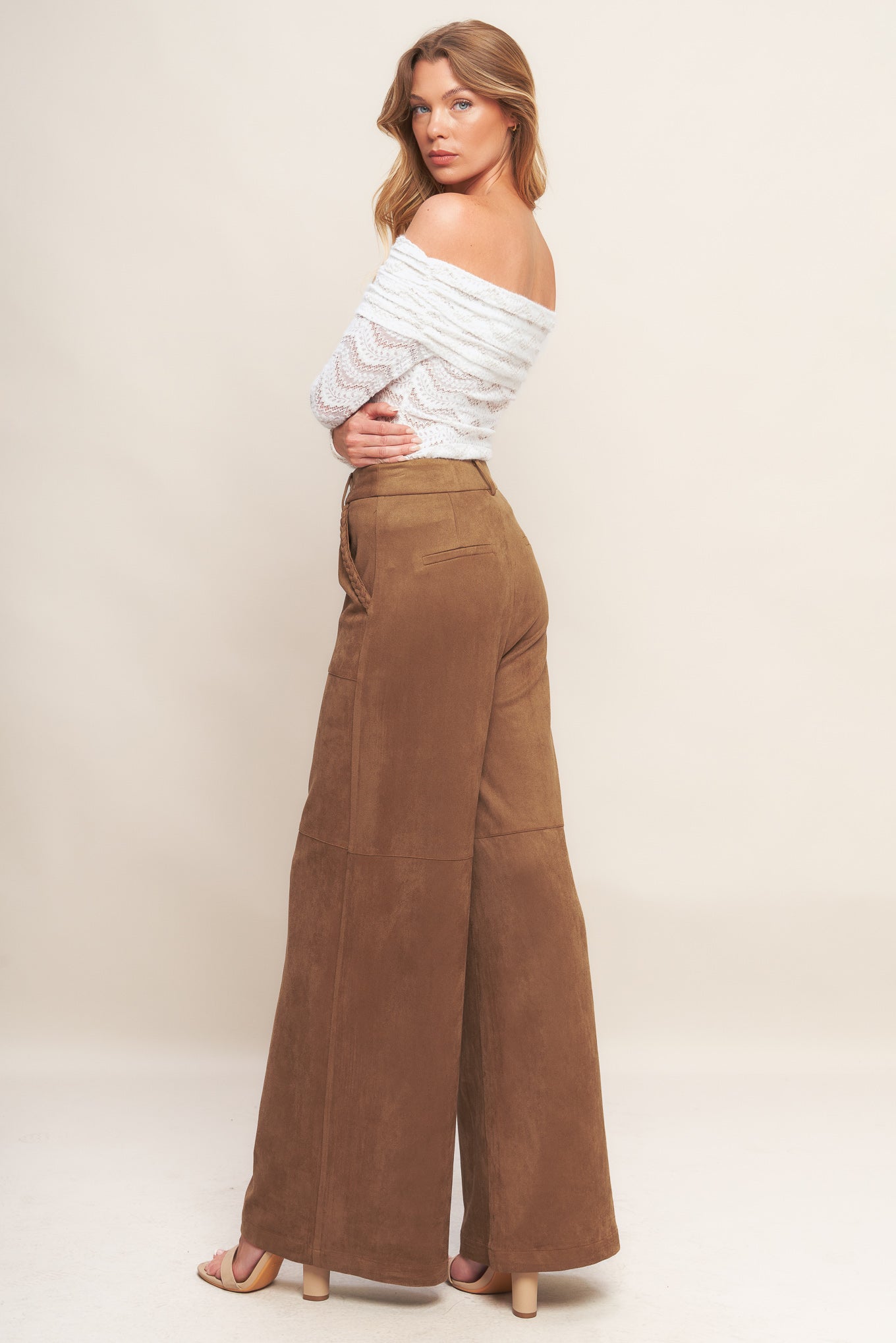 REFINED IMPRESSION FAUX SUEDE PANTS