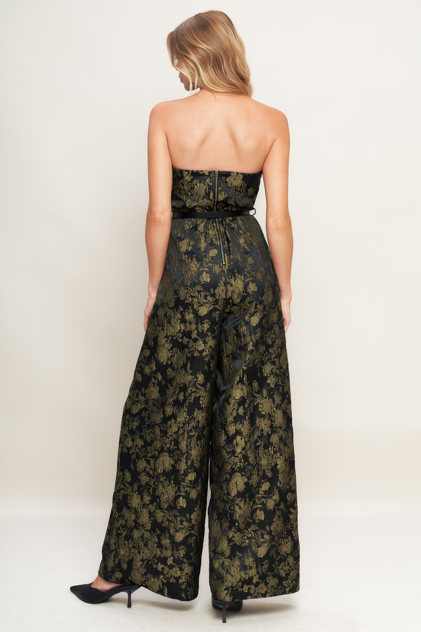 SHADOW LUXE JACQUARD WOVEN JUMPSUIT