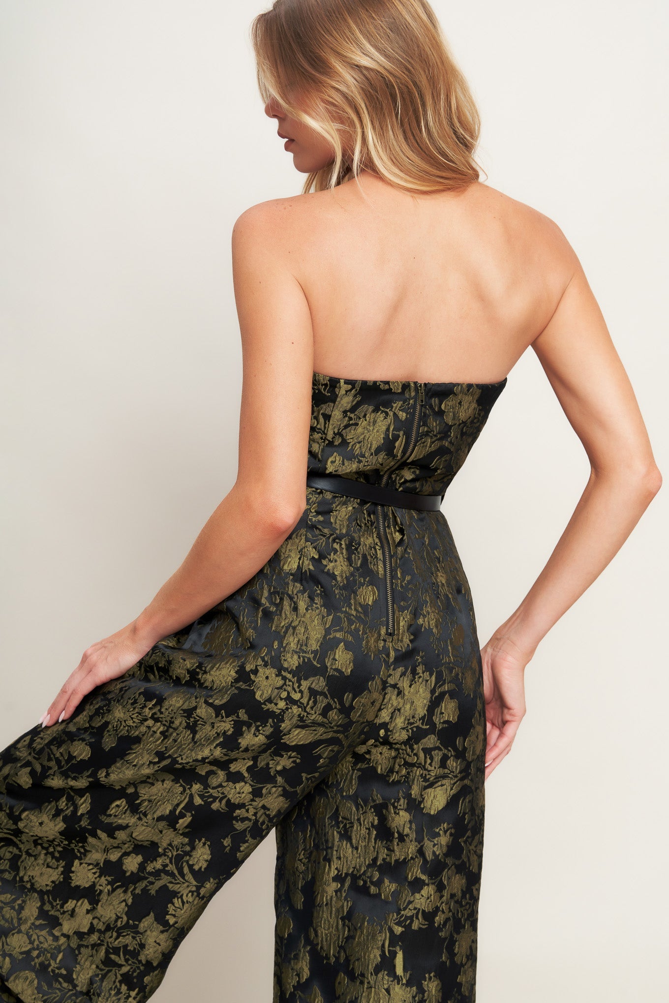 SHADOW LUXE JACQUARD WOVEN JUMPSUIT