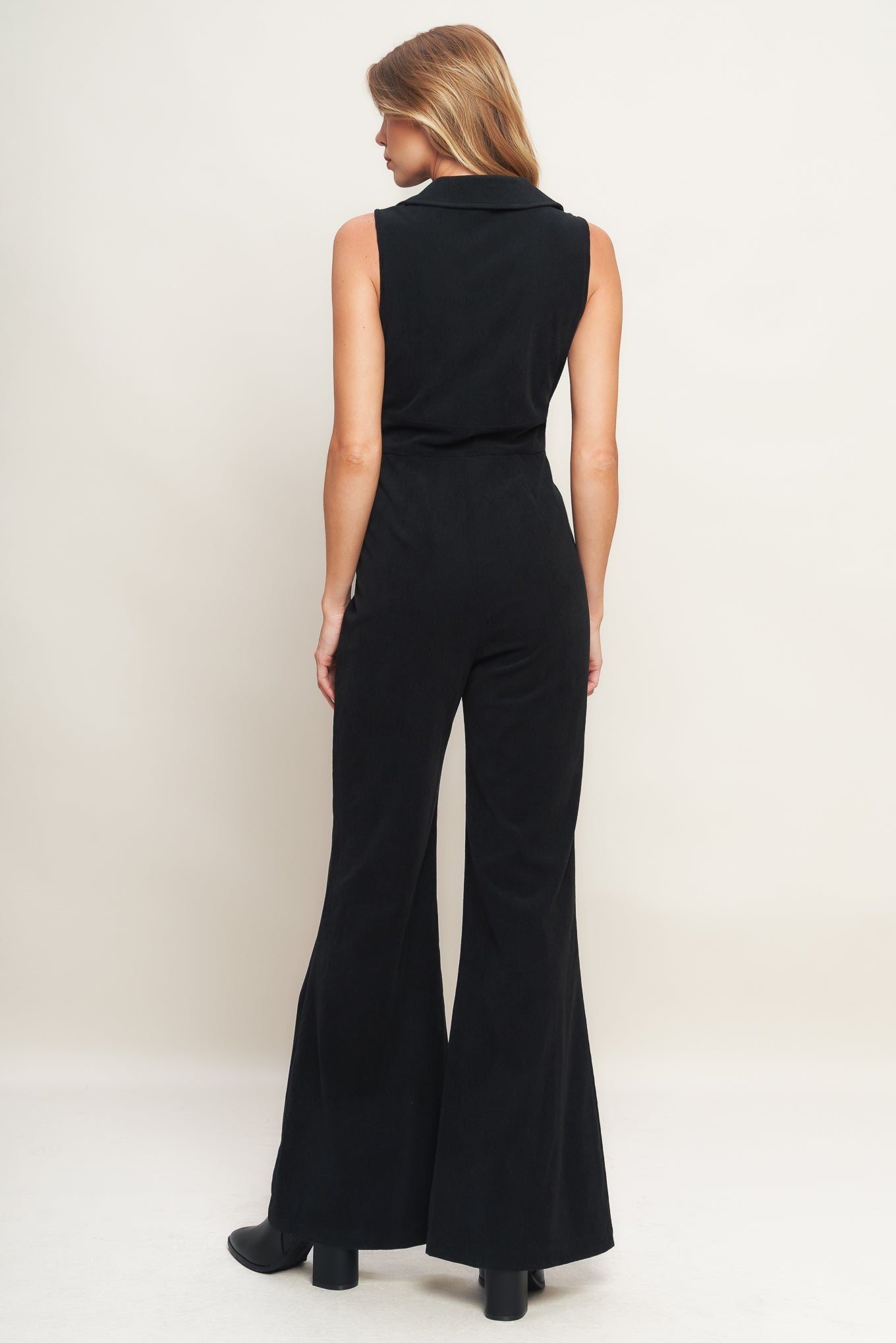 STREET ICON BLACK CORDUROY JUMPSUIT
