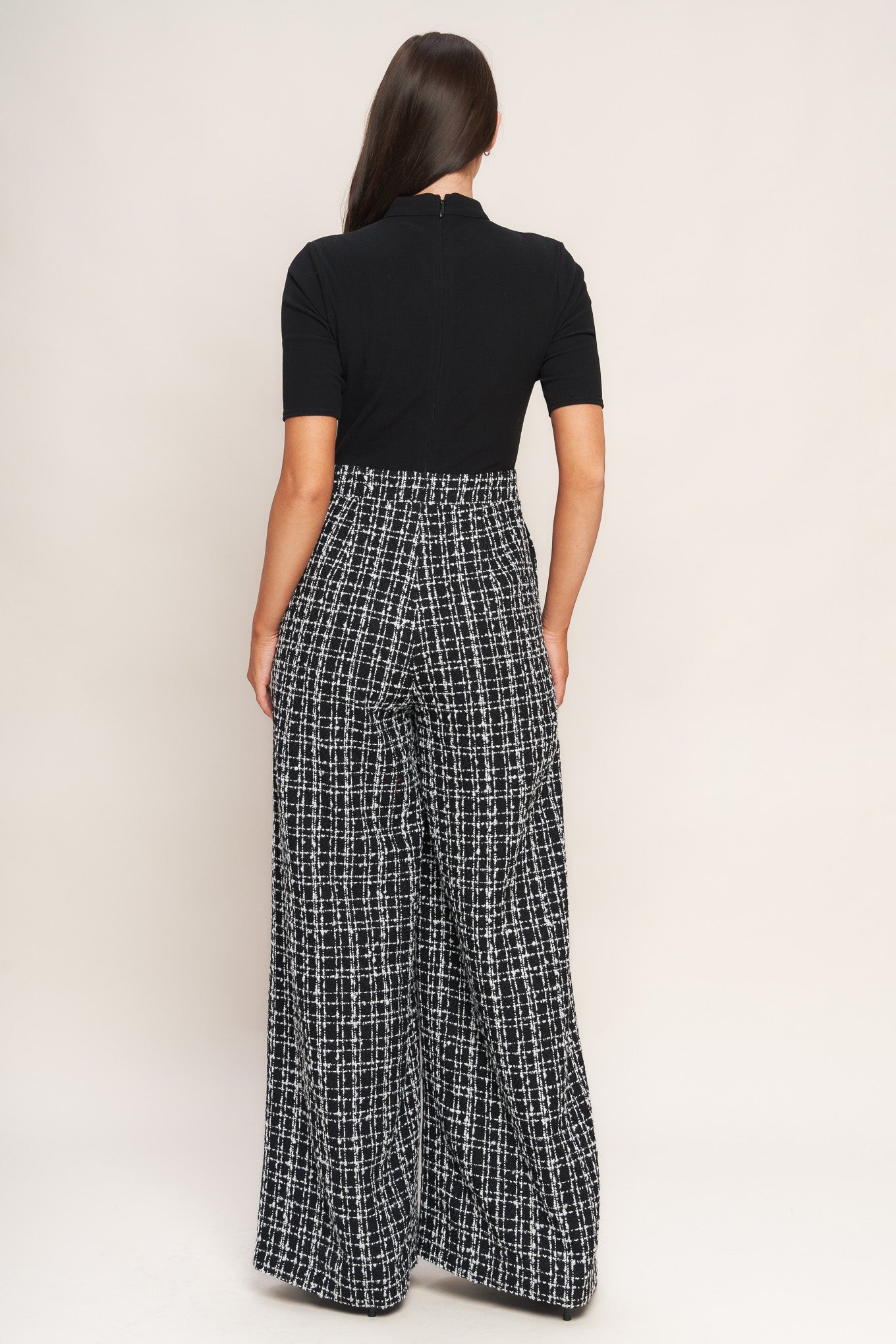 ÉCHEC PARISIEN KNIT TOP AND TWEED PANT JUMPSUIT