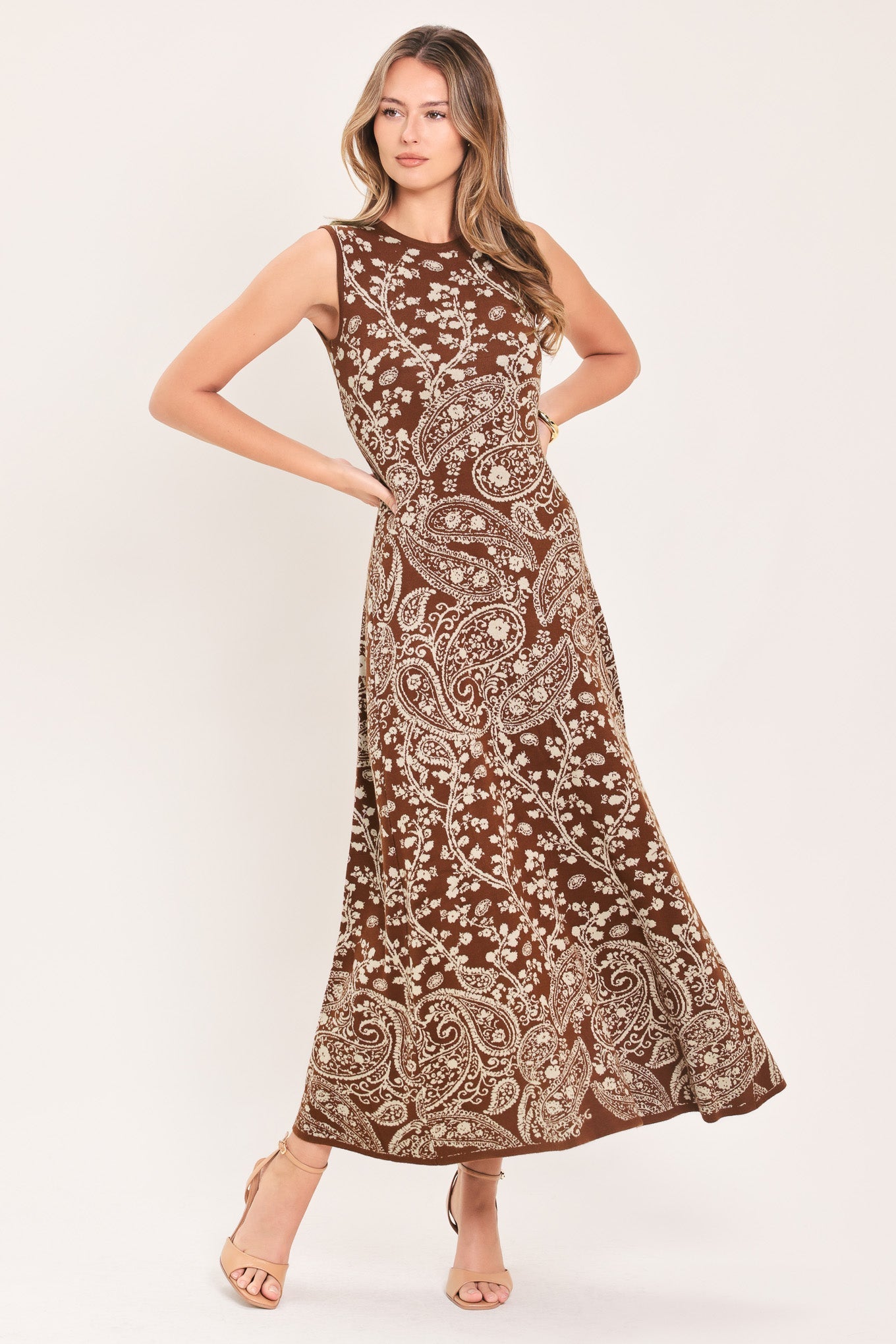 HAZEL PAISLEY EMBRACE JACQUARD SWEATER MIDI DRESS