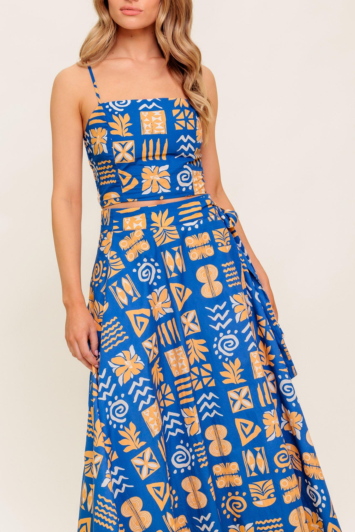 DEWDROP SILENCE WOVEN TOP AND SKIRT SET