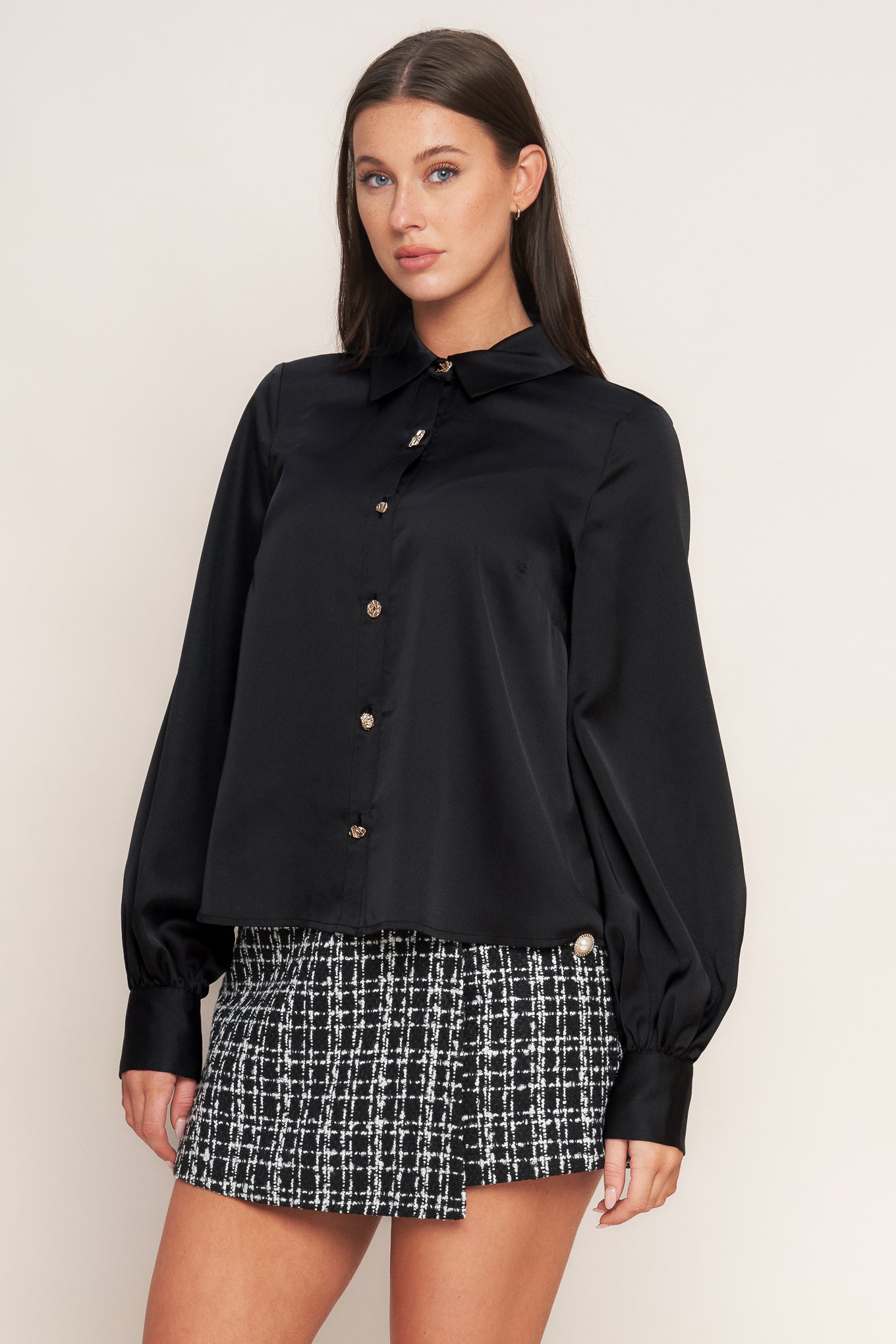 BLACK ORBIT WOVEN TOP