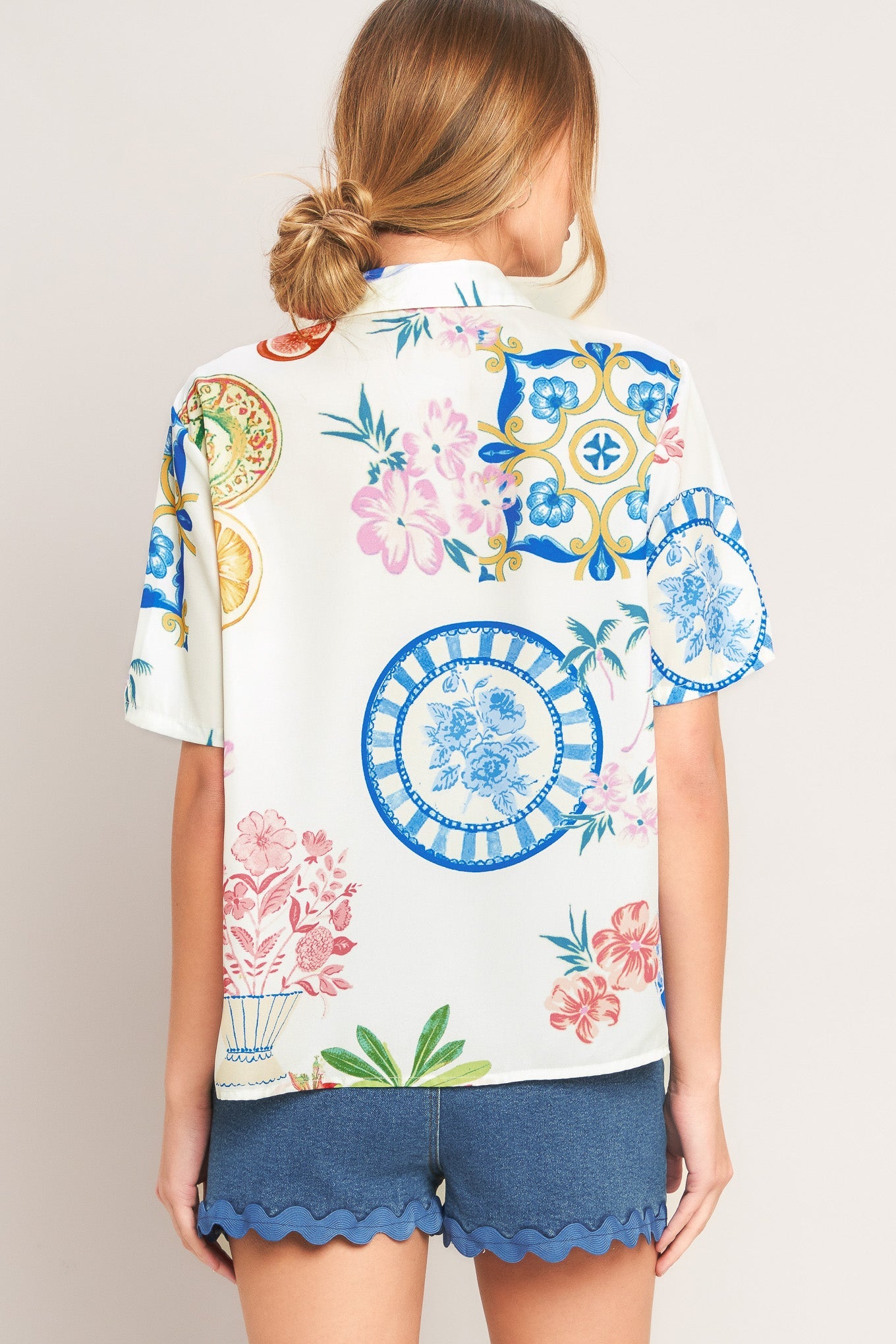 SUMMER PORCELAIN WOVEN TOP