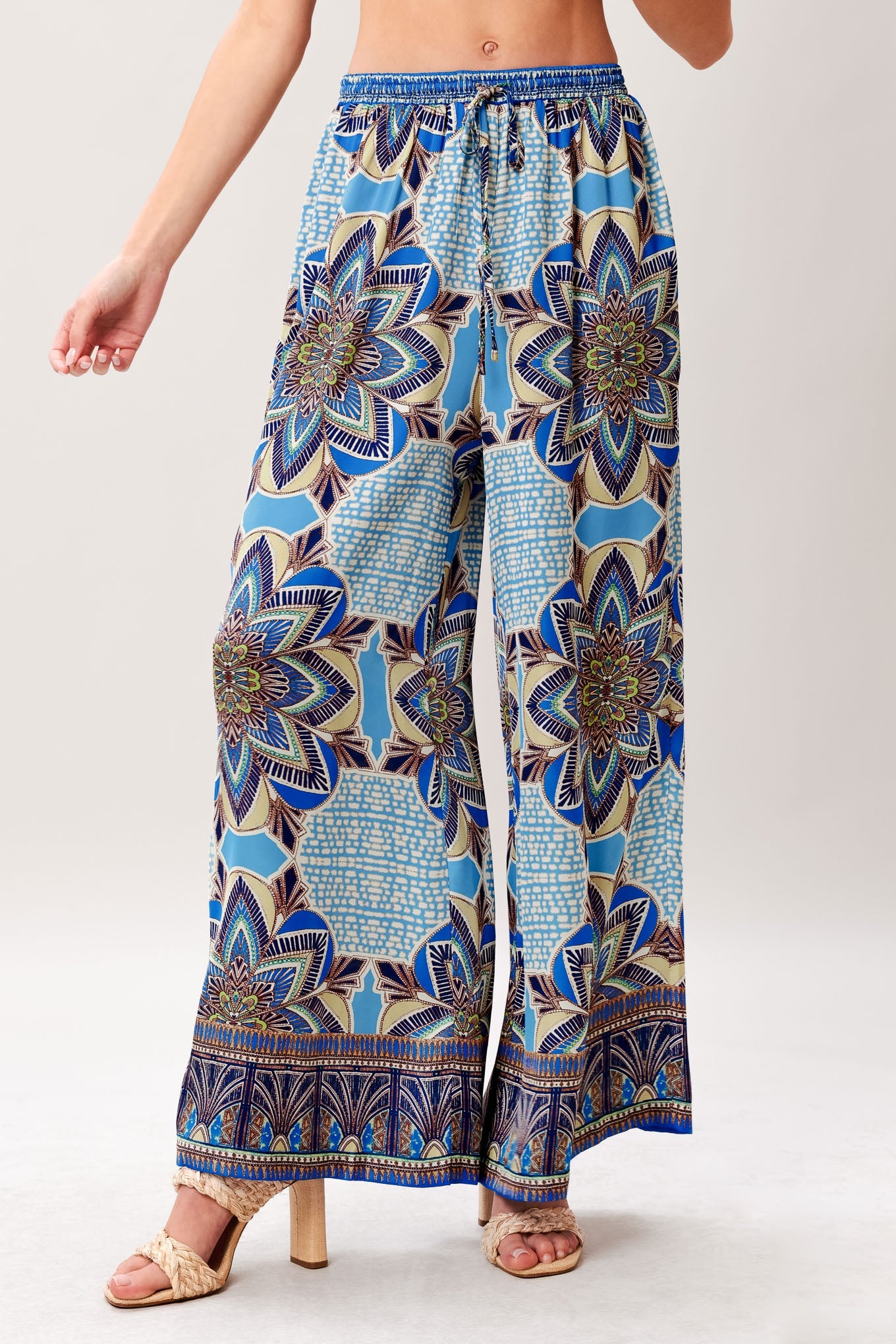 AZURE MANDALA WOVEN SCARF TOP AND PANT SET