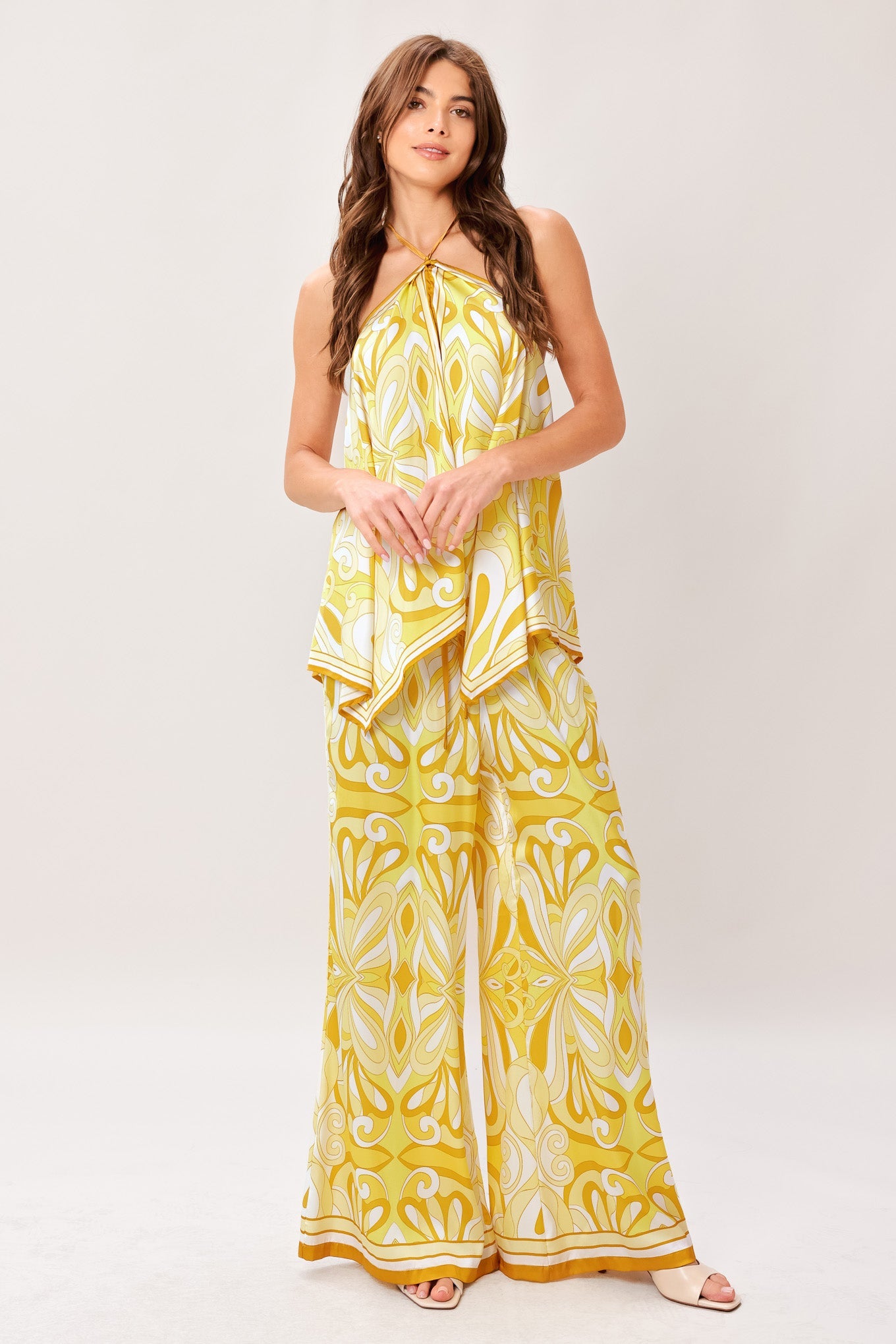 GOLDEN SWIRL WOVEN HANKY TOP