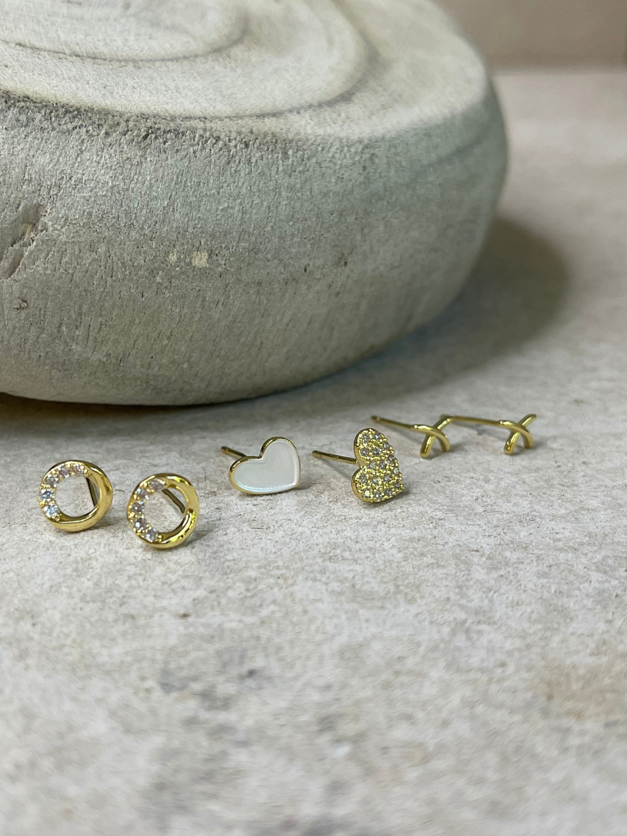 XO Gold Dipped Stud Earring Set