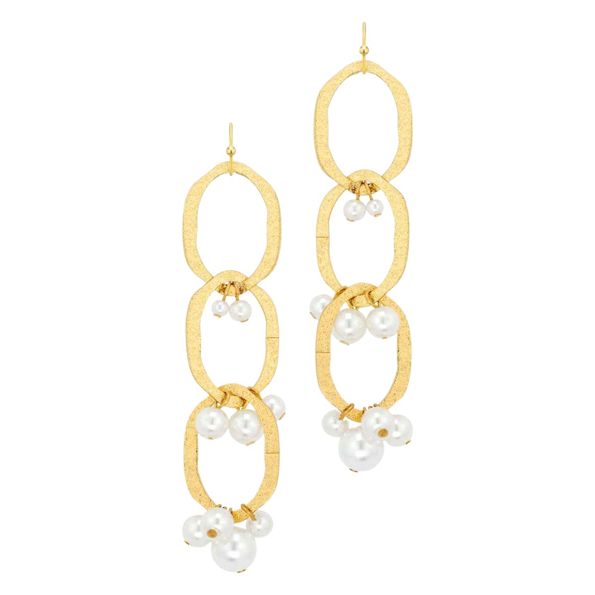 Elegant Pearl Chain Link Dangle Earrings