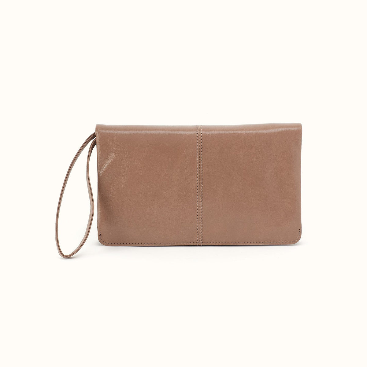 Evolve Wristlet In Polished Leather - Woodsmoke