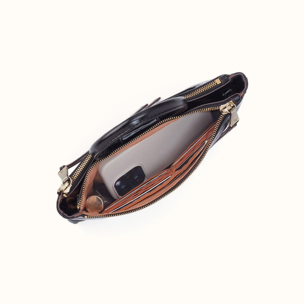 Sable Crossbody In Polished Leather - Black