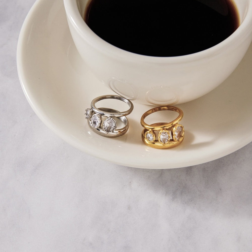 Sliding Zircon Ring Collection