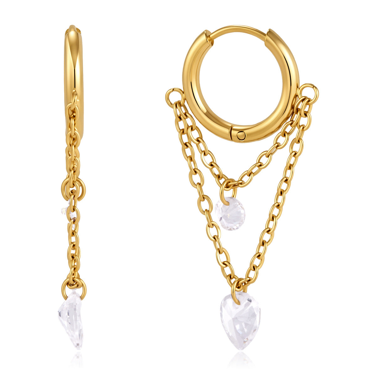 Layered Chain Huggie Earrings Collection