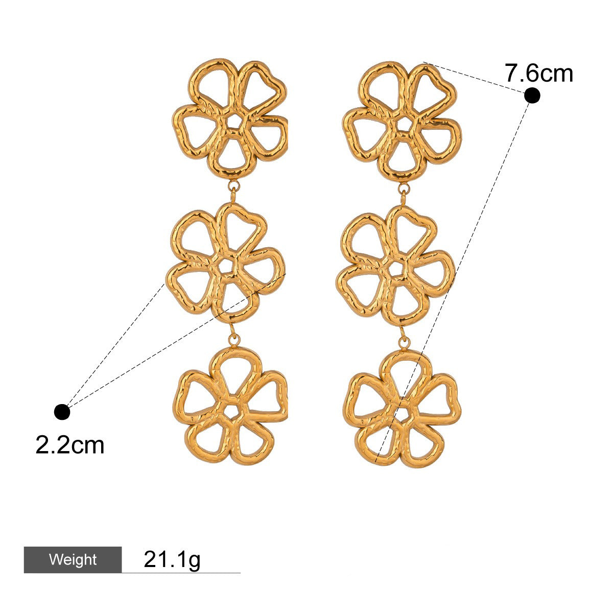 18K gold hollow flower design exquisite noble earring necklace set