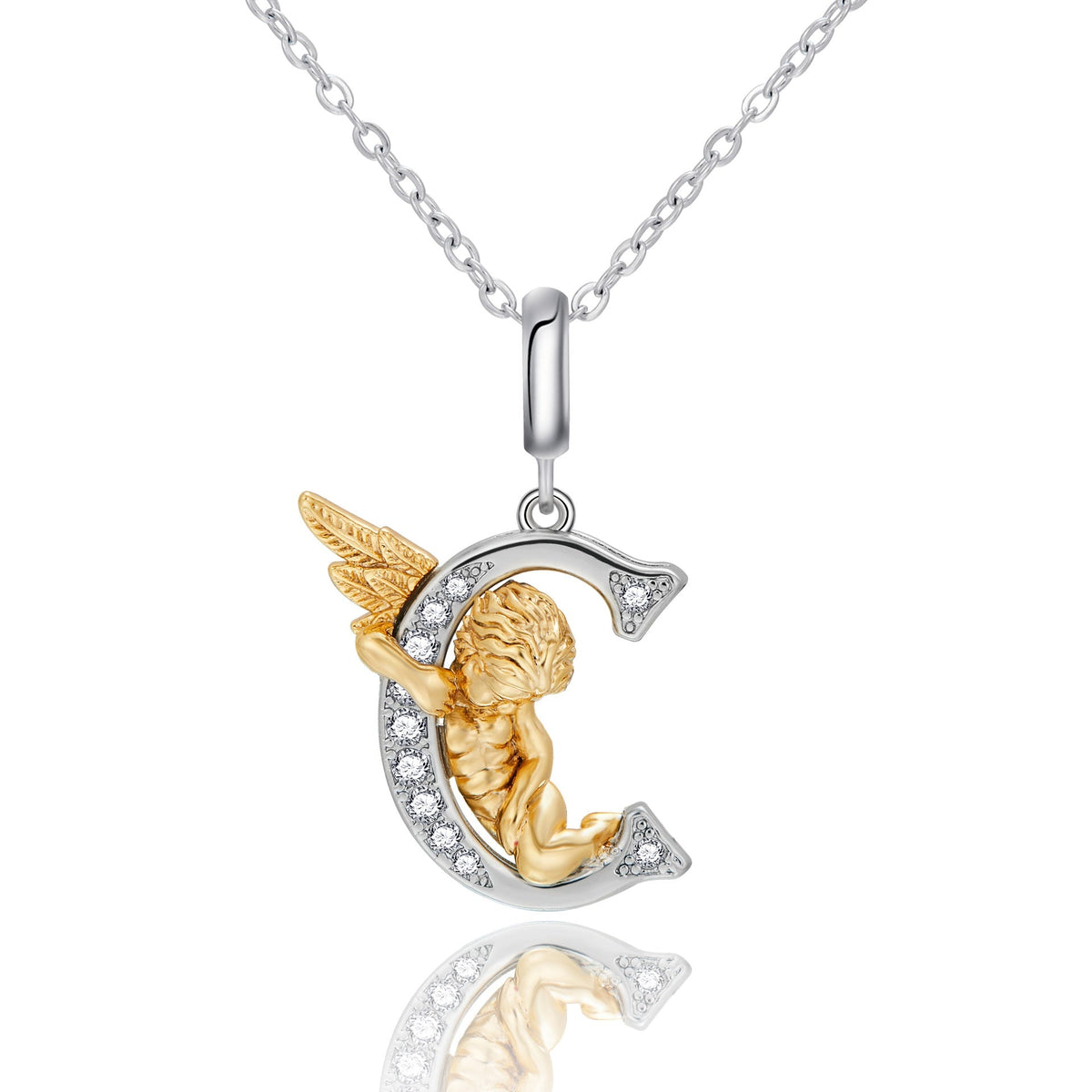 New Copper-plated White-gold Letter Pendant Mens And Womens Stainless Steel O-shaped Necklace