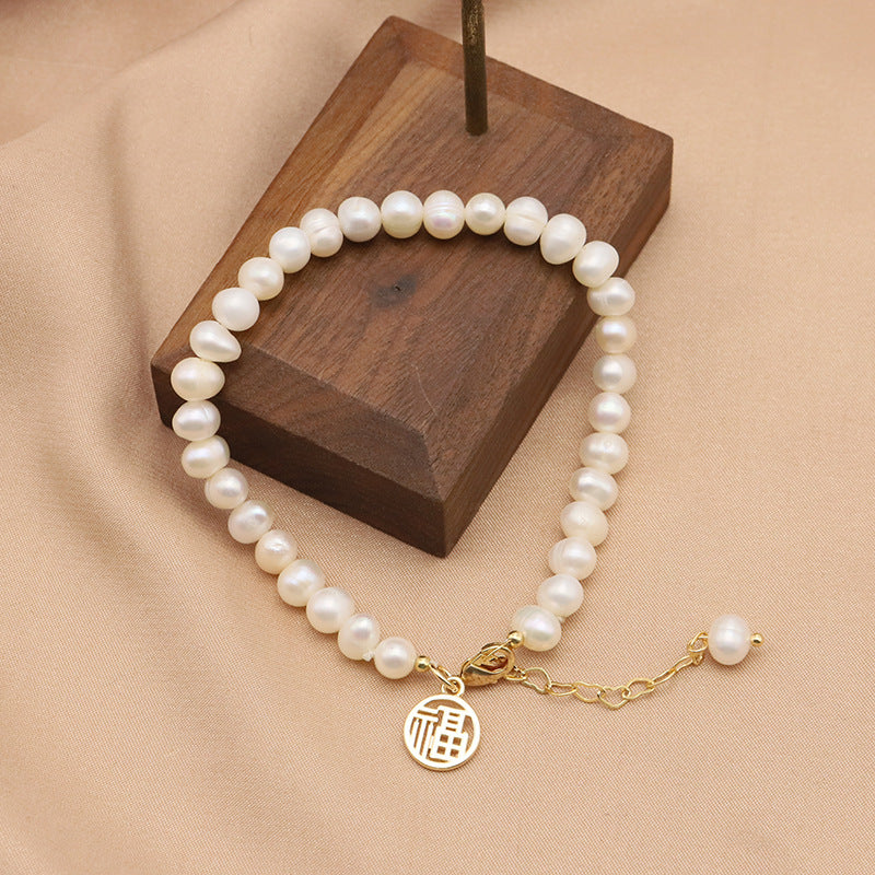 Natural Baroque Pearl And Kyanite Bracelet