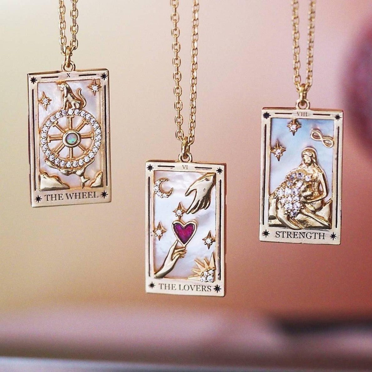 Enamel Tarot Card Pendant Necklace Collection