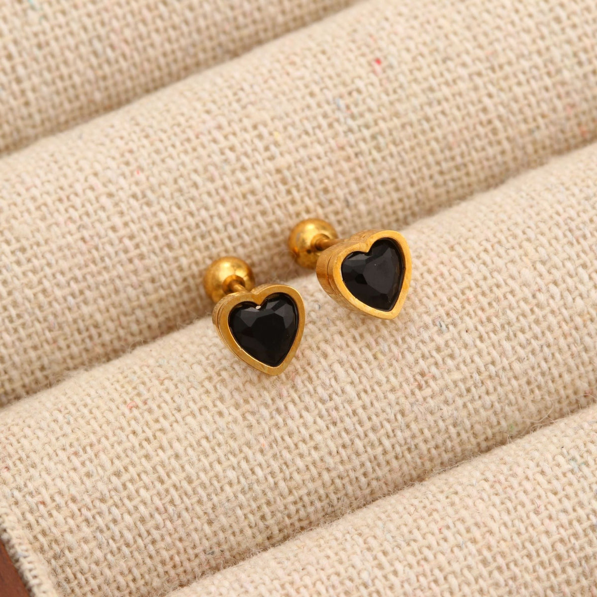 18K gold geometric inlaid gemstone design trendy personality earrings