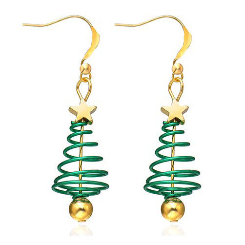European And American Cross-border Fashion Christmas Earrings Cute Cartoon Christmas Tree Bells Bulbs Snowflake Alloy Earrings