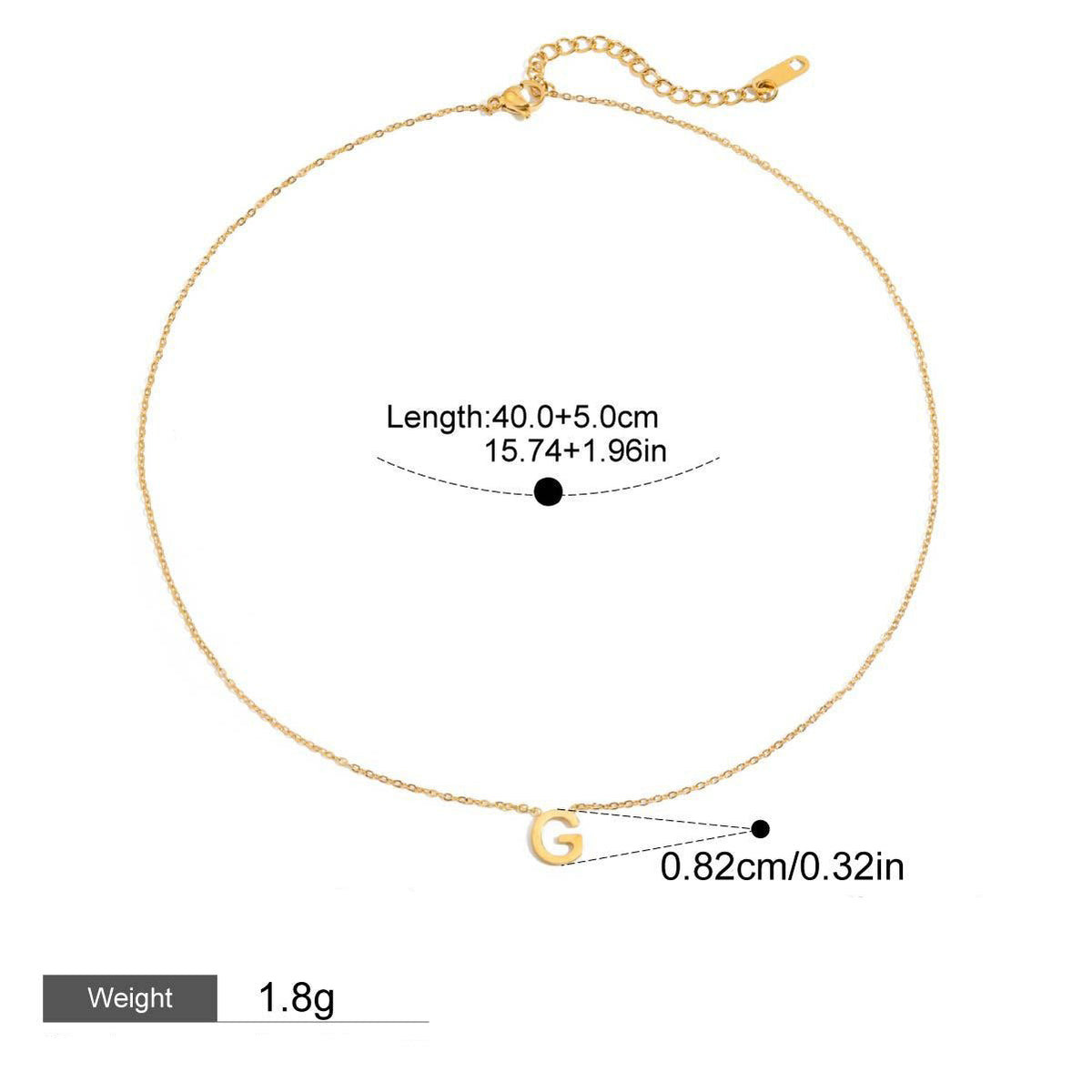 18K gold 26 letters design classic personality necklace