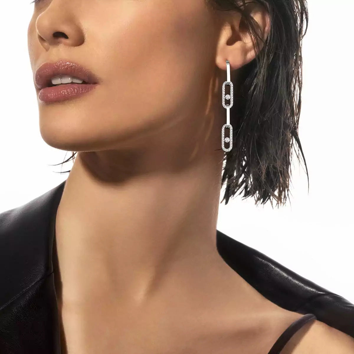 Crystal Paperclip Drop Earrings
