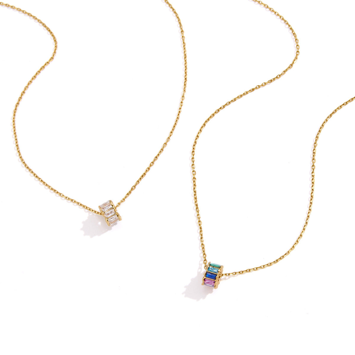 Geometric Zircon Pendant Necklace Collection