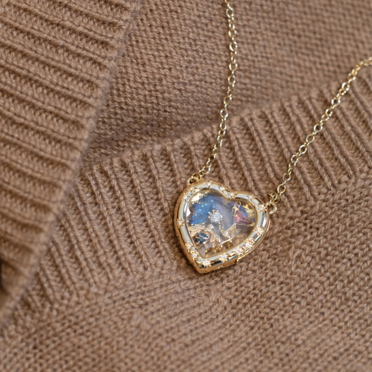 Pave Heart Locket and Charm Collection