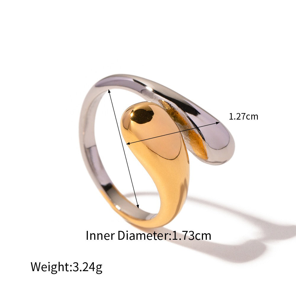 18K gold heart shape with gold and silver color matching design trendy personality necklace bracelet ring earrings set
