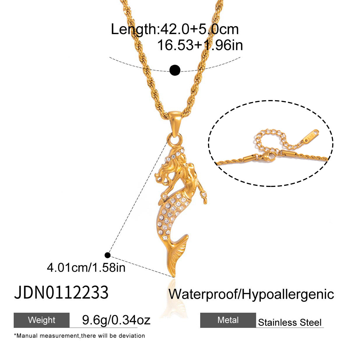 Mermaid Zircon Pendant Necklace