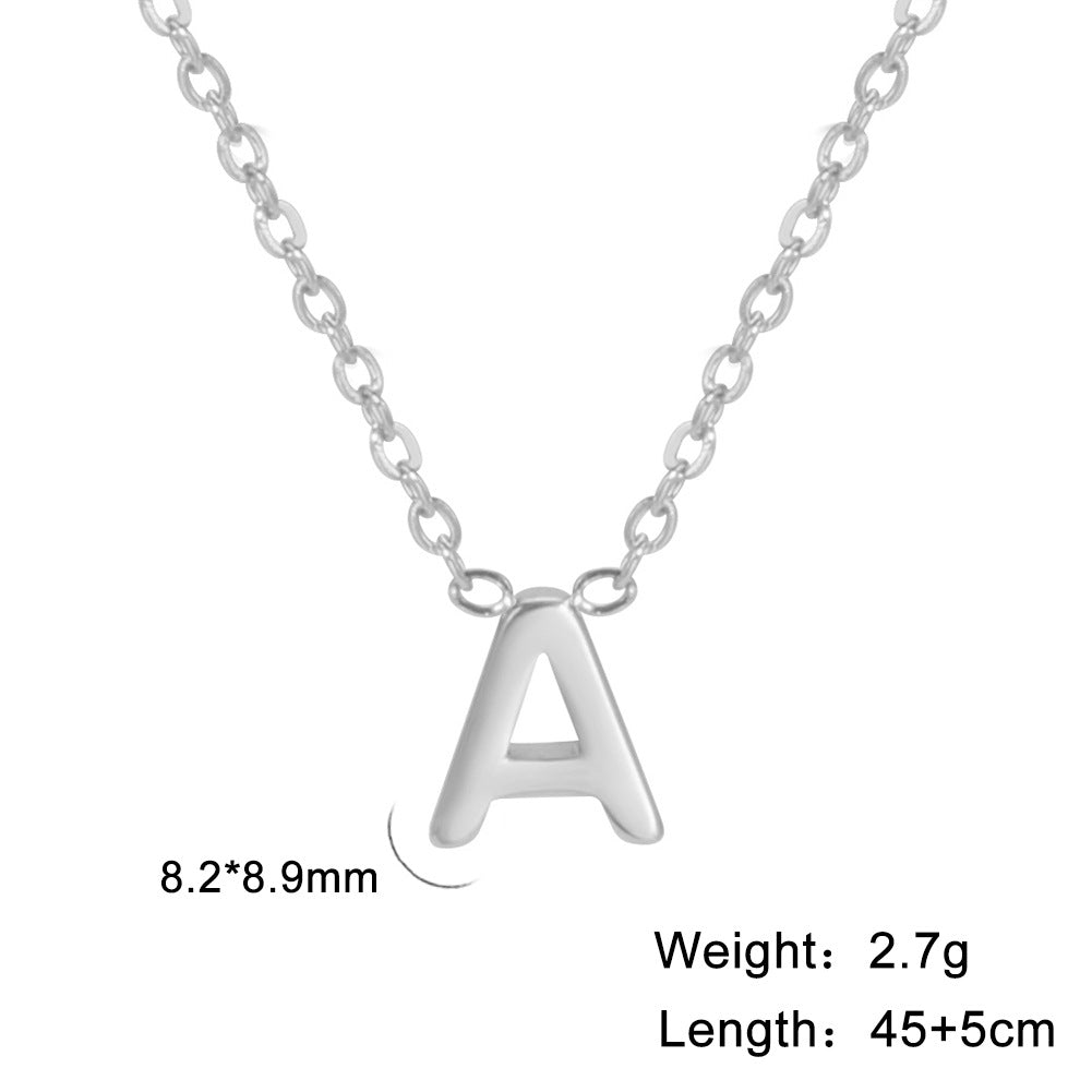 Hot-Selling Welded 26 Letters 18K Real Gold Electroplated Non-Fading Small Pendant Jewelry 304 Material Stainless Steel Necklace