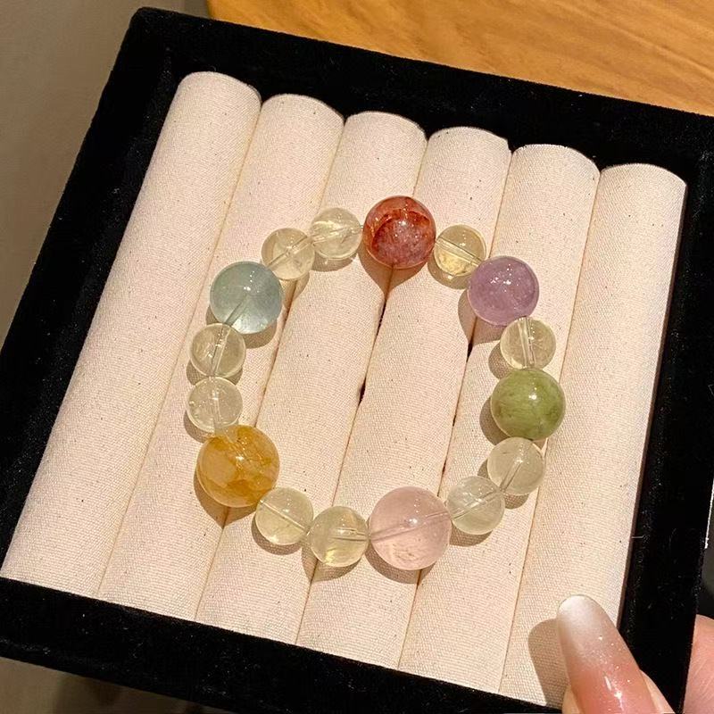 Natural Multi Crystal Bracelet Rose Quartz Amethyst Citrine Beaded Chain Energy Jewelry For Women