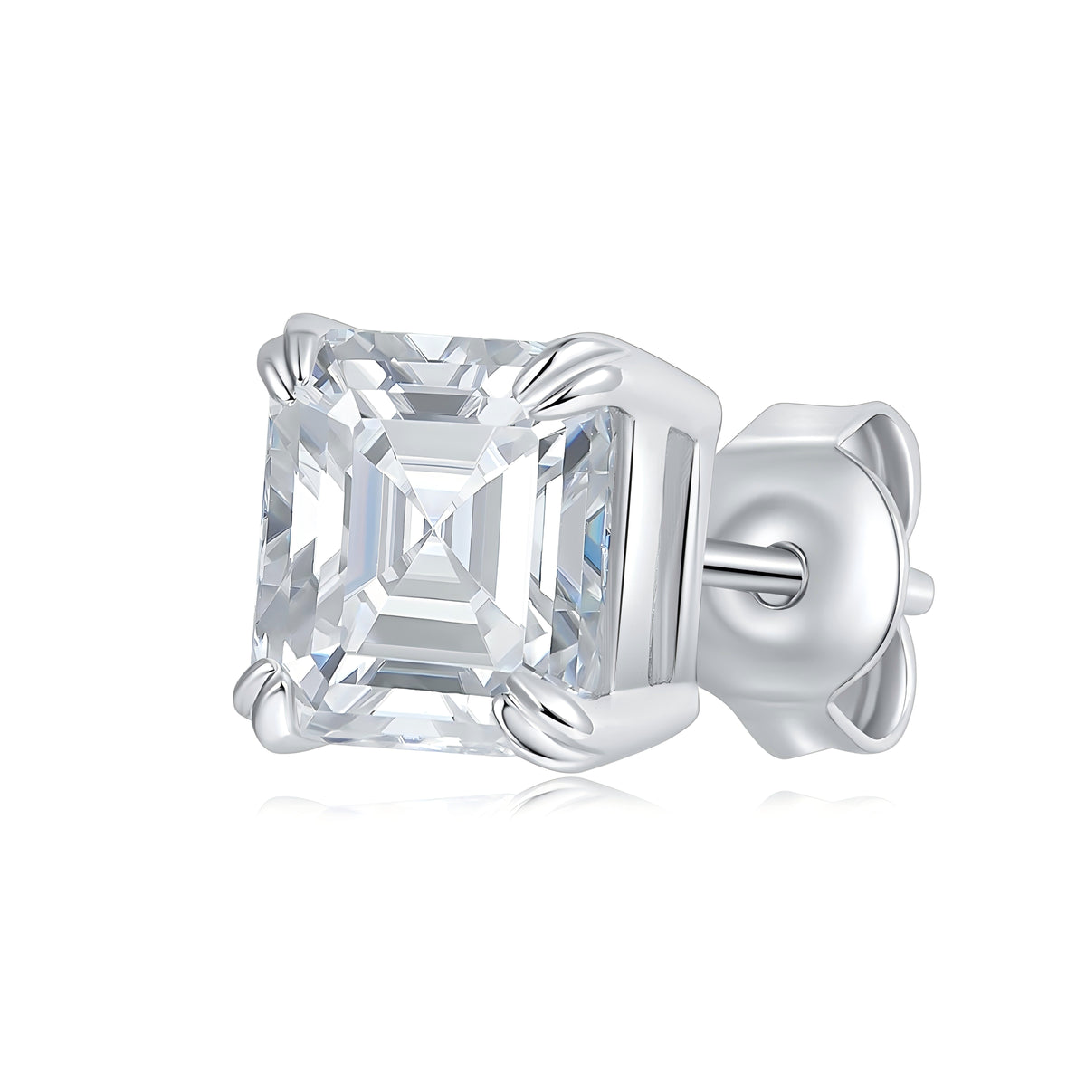 S925 Sterling Silver 6x8mm Emerald Cut Moissanite Stud Earrings Octagon Solitaire With GRA Certificate Platinum Plated Jewelry Gift Box Set For Women & Men