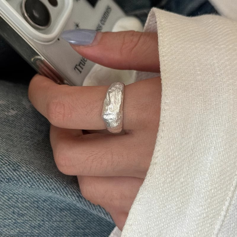 Light Luxury Heavy Craft Stackable 925 Sterling Silver Plain Band Zircon Ring For Ladies, Niche Tarnish Resistant Finger Ring Wholesale