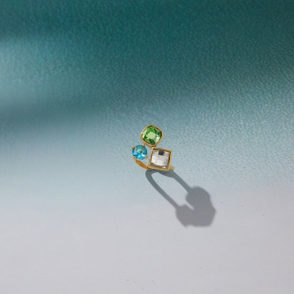 Color Stone Zircon Ring